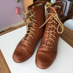 FRYE Jillian Leather Brown Lace Up Boots US 7.5M